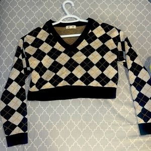 Long Sleeved Cropped V-Neck Sweater